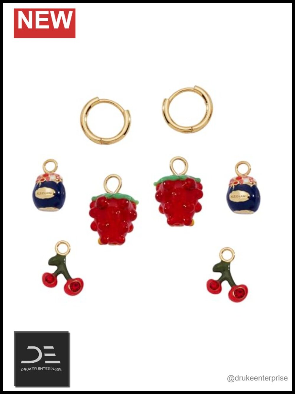 Interchangeable Huggie Earring Set Brass Gold Finish Nickel-Free
